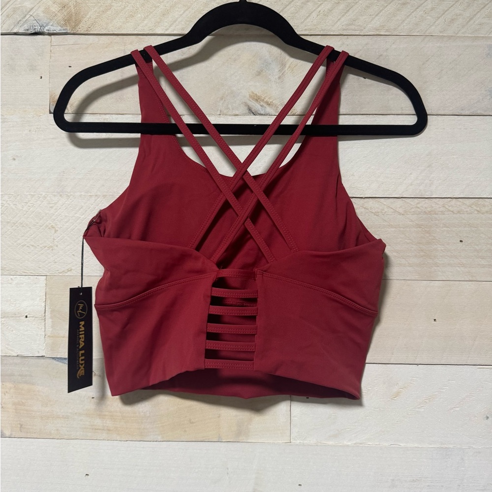 Red Racerback Sports Bra with Built-in Support - Picture 3 of 3